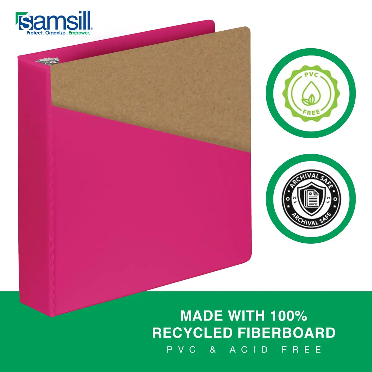Samsill Durable 2 Inch D-Ring Binder, Customizable Clear View Cover, Dragonfruit, Holds 475 Pages | Heavy-Duty Office & School Organizer - view 3