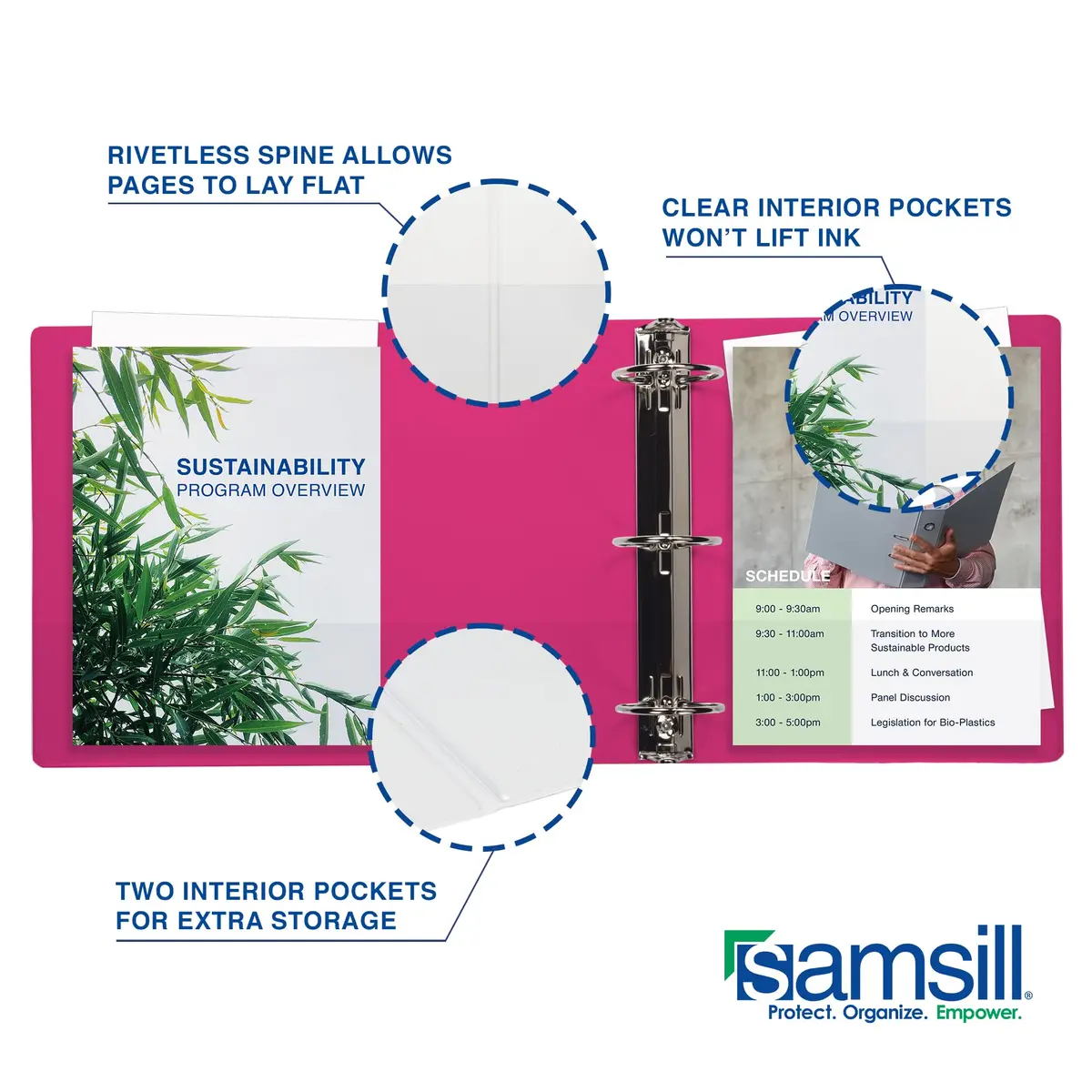 Samsill Durable 2 Inch D-Ring Binder, Customizable Clear View Cover, Dragonfruit, Holds 475 Pages | Heavy-Duty Office & School Organizer - view 4