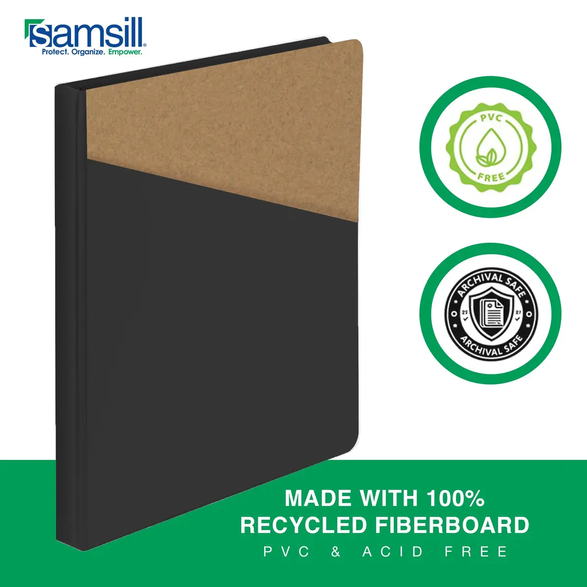 Samsill Durable 0.5 Inch D-Ring Binder | Customizable Clear View Cover, Charcoal Black, Holds 125 Pages - view 3