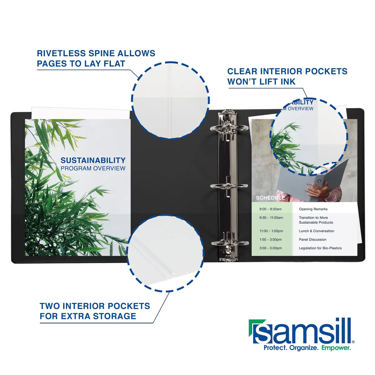 Samsill Durable 0.5 Inch D-Ring Binder | Customizable Clear View Cover, Charcoal Black, Holds 125 Pages - view 4