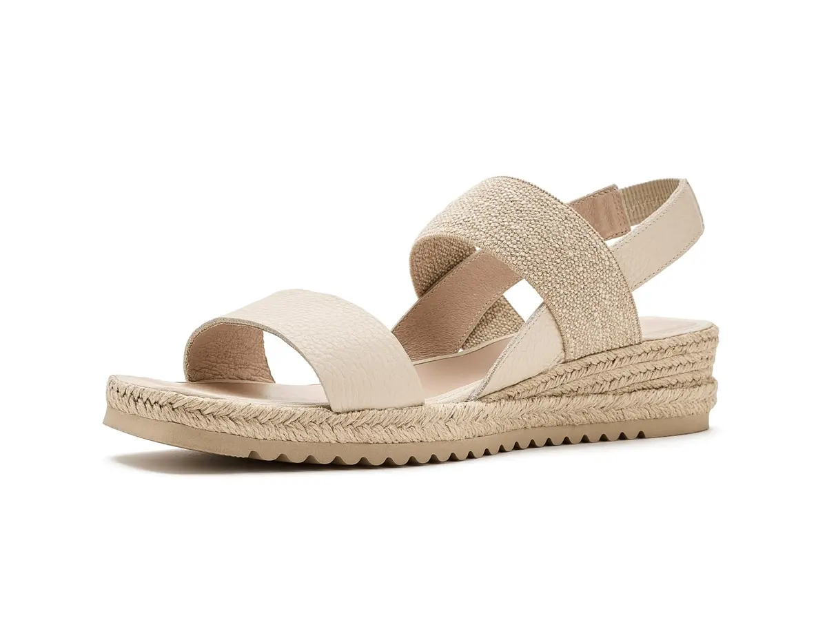 C LA CANADIENNE Womens Rowena Wedge Sandal 6 Milk | Vintage Glamour with Comfort - main product image