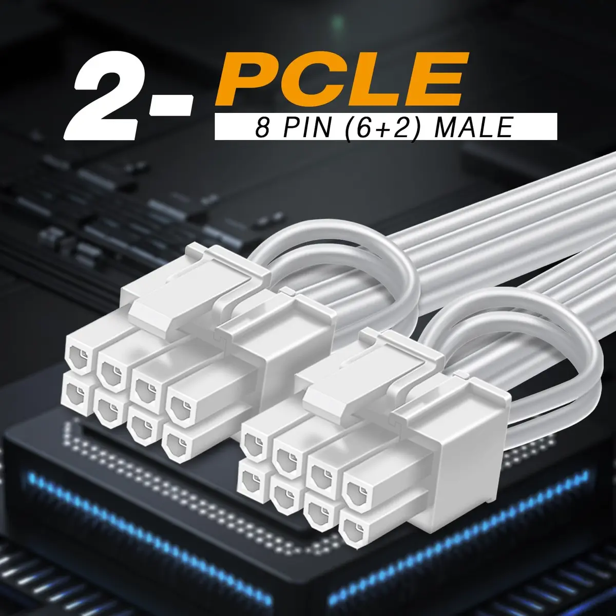COMeap 16 Pin to Dual 8 Pin PCIe Conversion GPU Power Cable 30cm (11.8in) White | 600W Rated Power - view 3