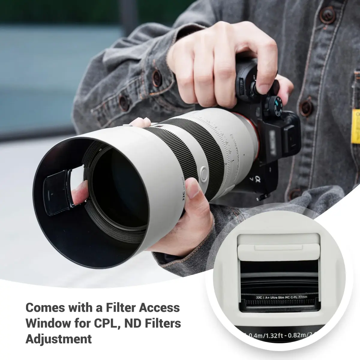 JJC ALC-SH167 Lens Hood Shade for Sony FE 70-200mm F2.8 GM OSS II Lens with 77mm Filter Access | Reversible Bayonet Mount - view 7