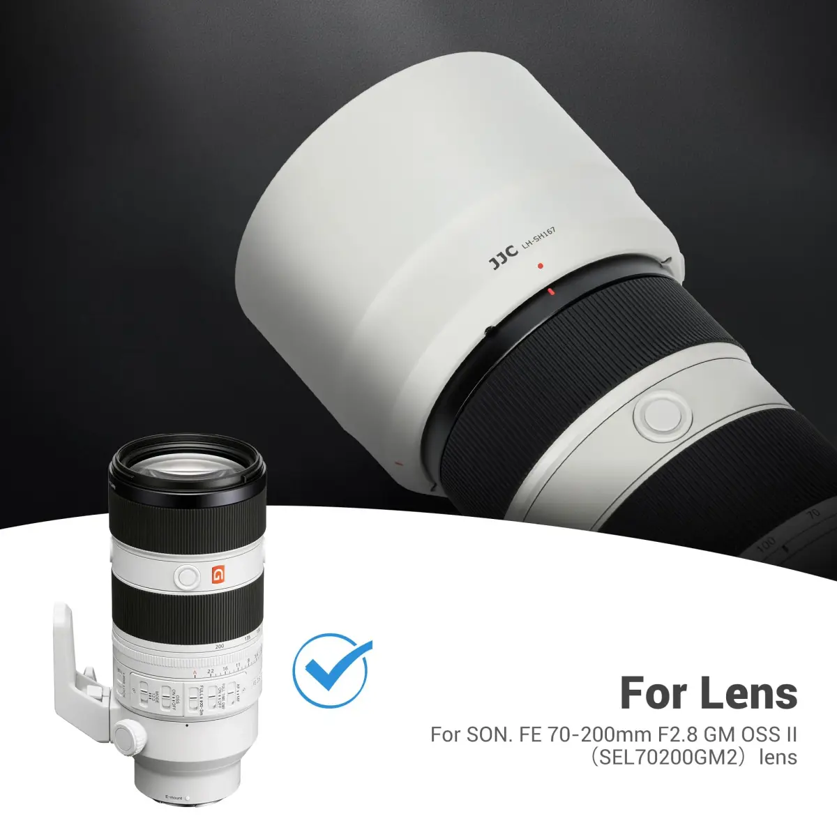 JJC ALC-SH167 Lens Hood Shade for Sony FE 70-200mm F2.8 GM OSS II Lens with 77mm Filter Access | Reversible Bayonet Mount - view 2