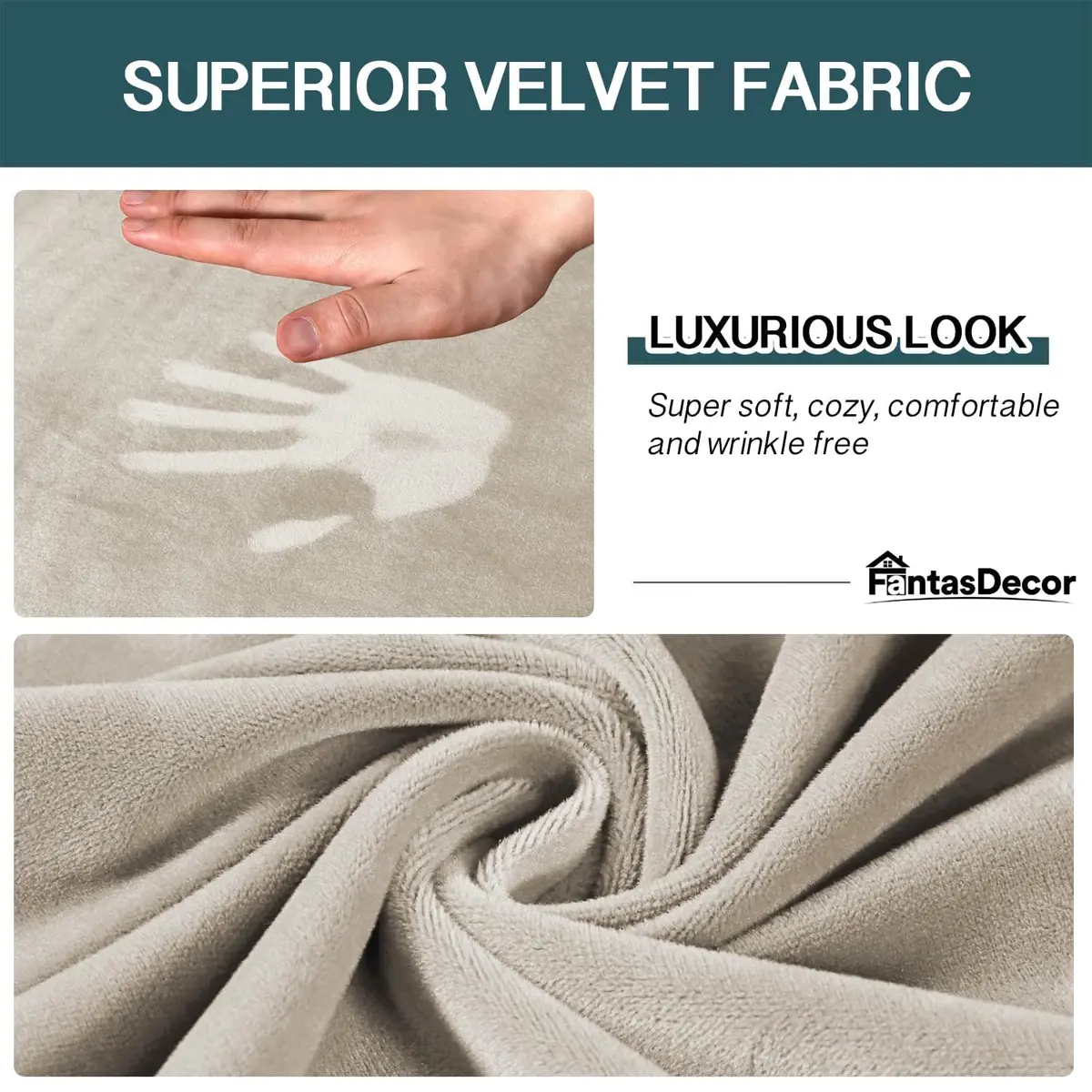 FantasDecor 4 Piece Velvet Sofa Couch Covers Large | All-Round Protection & Elegant Look - view 3