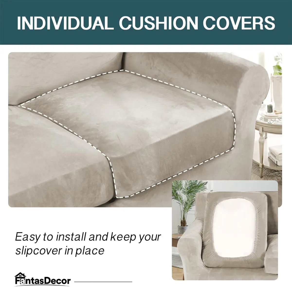 FantasDecor 4 Piece Velvet Sofa Couch Covers Large | All-Round Protection & Elegant Look - view 4