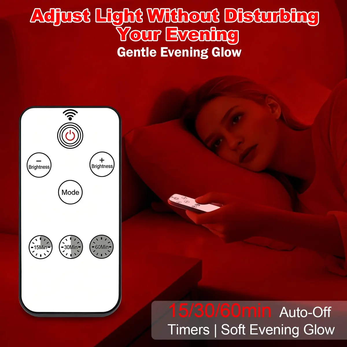 Aoife 670nm Red Light Bedside Lamp 9.0 cm (3.54 in) | 4 Color Modes with Remote Control - view 5