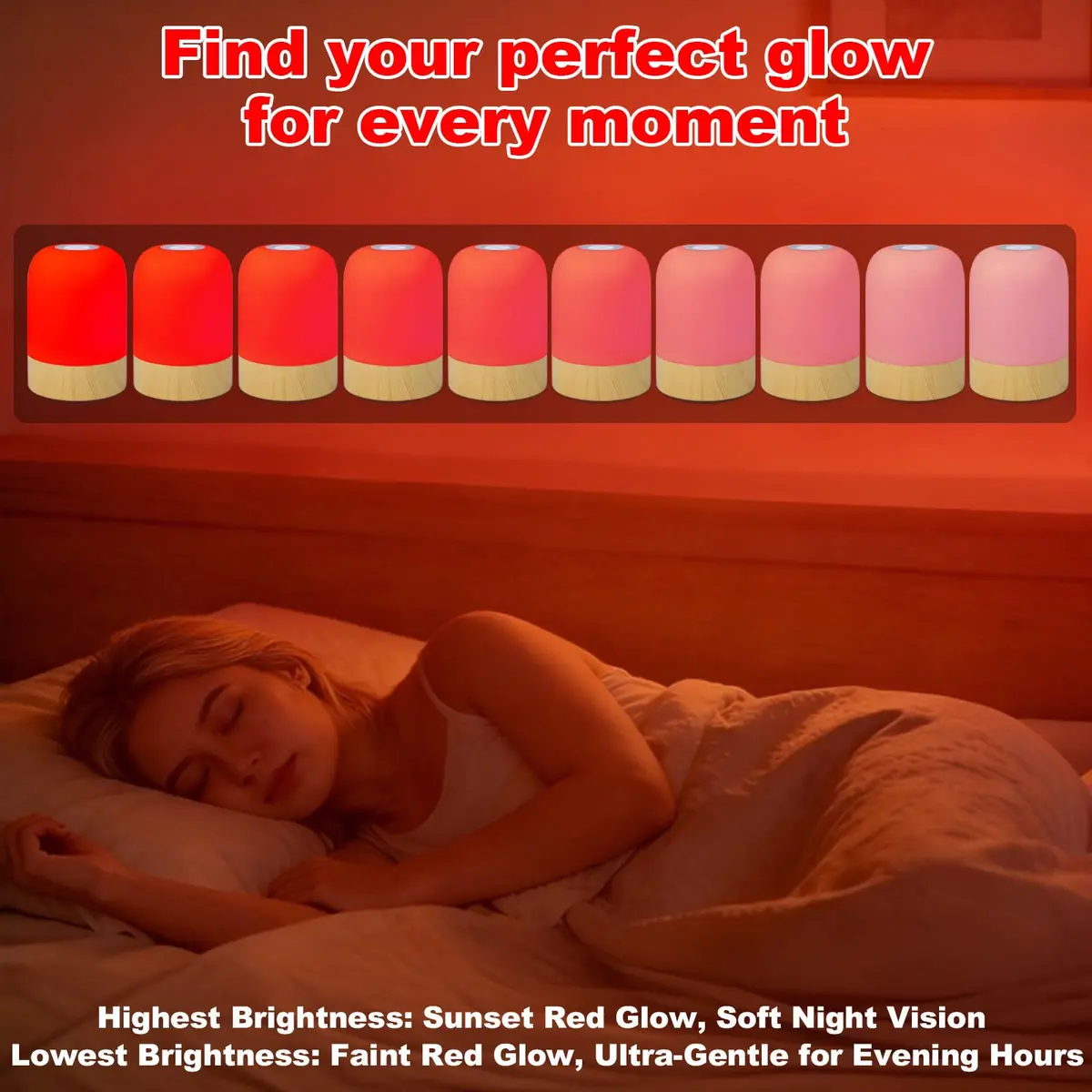 Aoife 670nm Red Light Bedside Lamp 9.0 cm (3.54 in) | 4 Color Modes with Remote Control - view 3