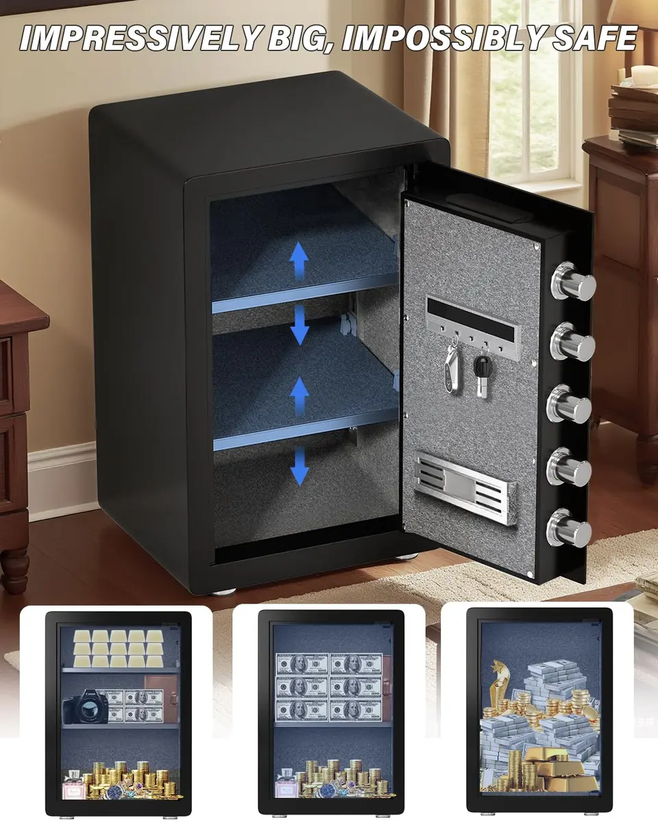 kavey 2.5 Cub Safe Box Large Home Safe with Fireproof Waterproof Bag | Dual Alarm Touch Screen - view 5