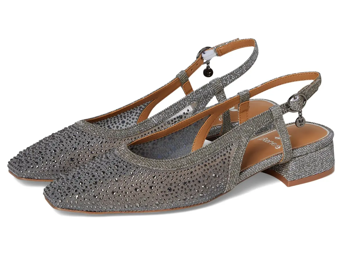 J. Reneé Layton Pewter Women's Pump 9 M | Square Toe, Mesh Upper, 1 Inch Block Heel - main product image