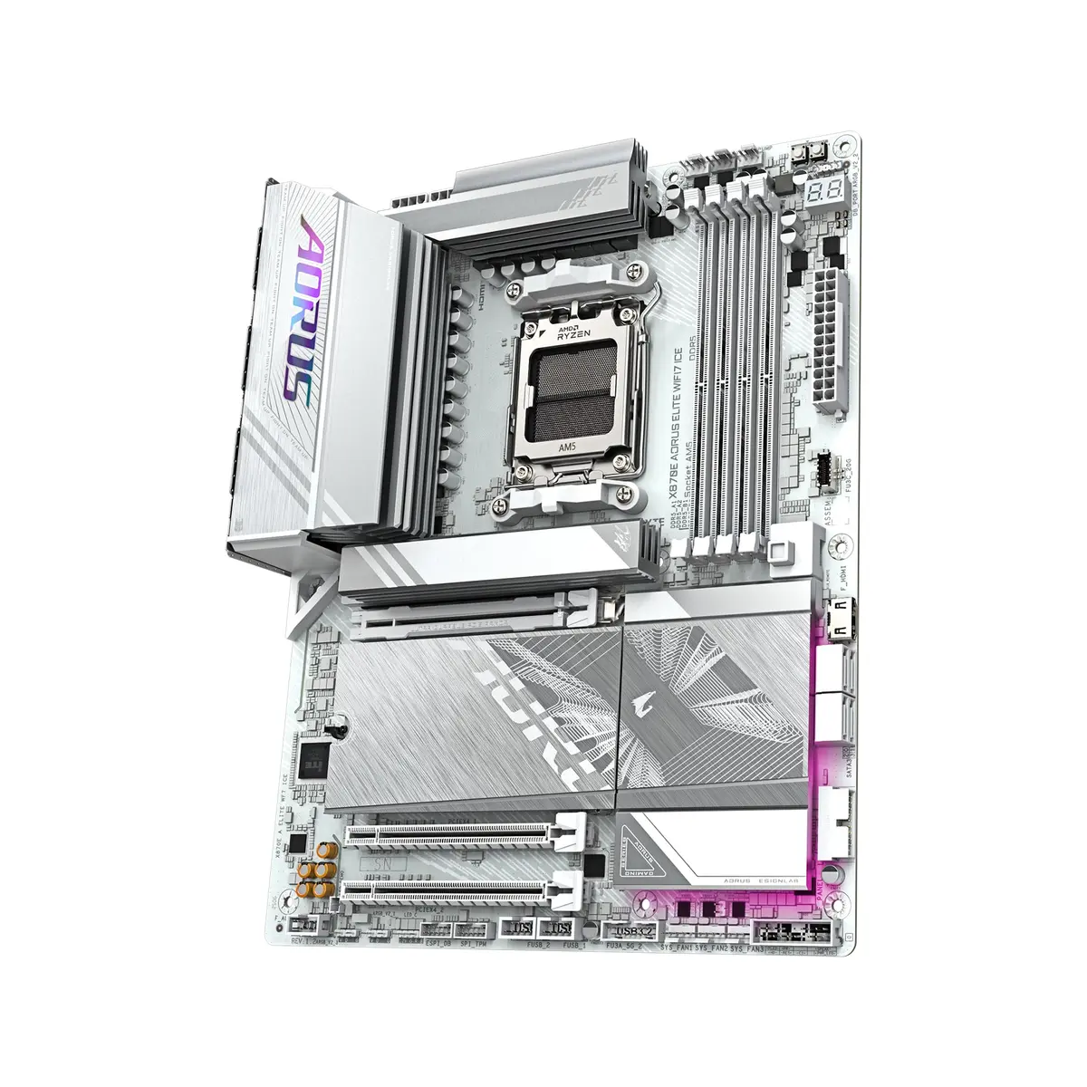 GIGABYTE X870E AORUS Elite WIFI7 ICE AMD AM5 Motherboard | DDR5, PCIe 5.0, WiFi7, 4X M.2, 2.24kg - view 4