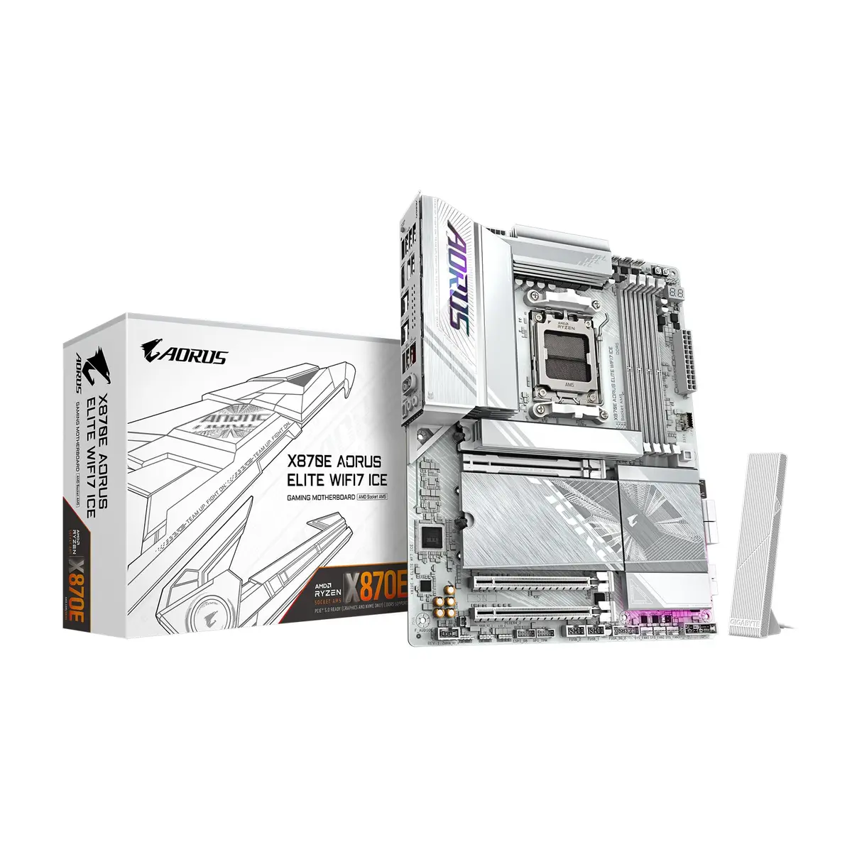 GIGABYTE X870E AORUS Elite WIFI7 ICE AMD AM5 Motherboard | DDR5, PCIe 5.0, WiFi7, 4X M.2, 2.24kg - main product image