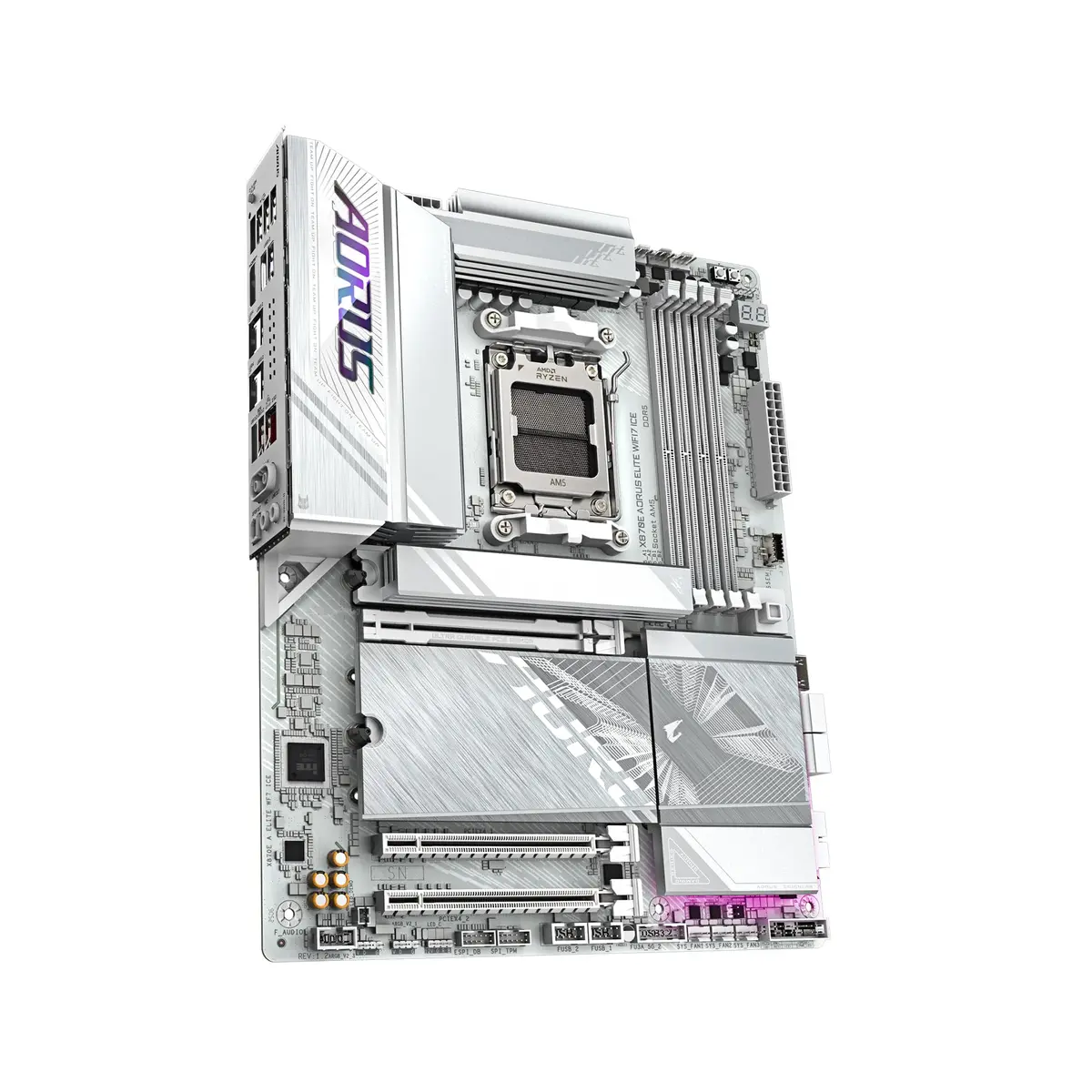 GIGABYTE X870E AORUS Elite WIFI7 ICE AMD AM5 Motherboard | DDR5, PCIe 5.0, WiFi7, 4X M.2, 2.24kg - view 3