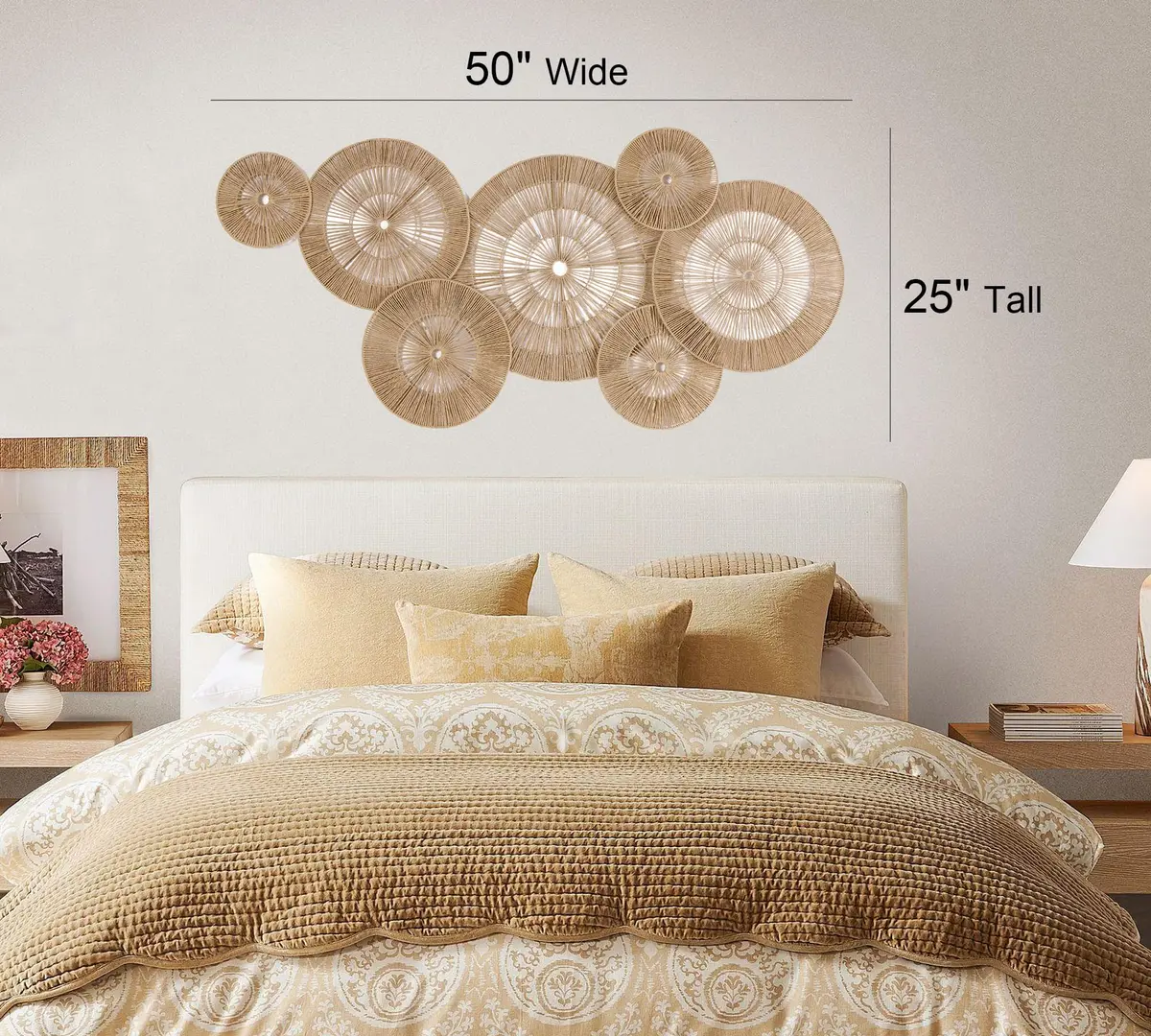 Mokof 7 Pack Handwoven Boho Baskets Wall Decor Set | 17.8 cm - 43.2 cm (7"-17") Diameter - view 4