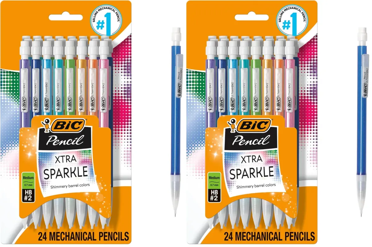BIC Xtra-Sparkle No. 2 Mechanical Pencils With Erasers, Medium Point (0.7mm), 48 Count (2 x 24-Count Packs) | Smooth Writing, Erasable, Ideal for School & Office - main product image