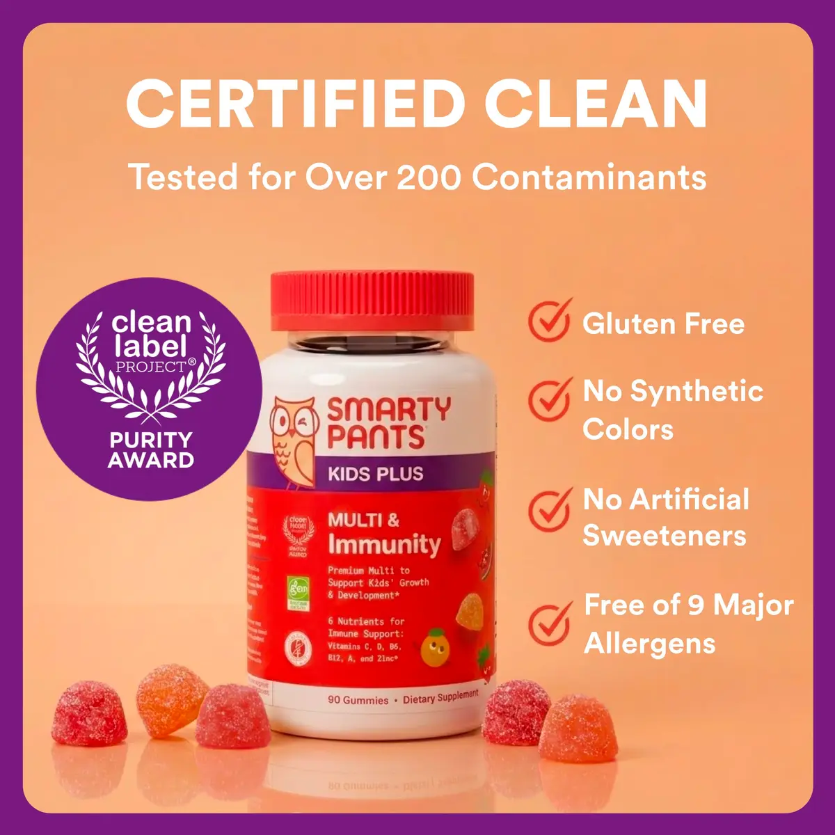 SmartyPants Kids Plus Multi & Immunity Multivitamin Gummies 60 Gummies | Supports Growth & Immunity in Delicious Flavors - view 8