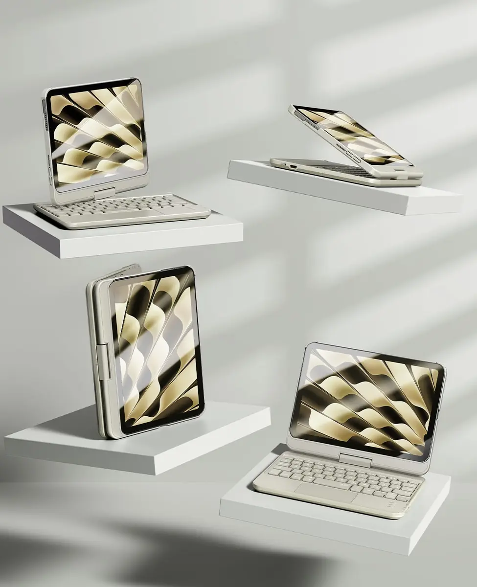 GreenLaw 360° Rotating Keyboard Case for iPad mini 7 & Mini 6 | Touchpad & Backlit, Type-C Rechargeable, Starlight - view 7