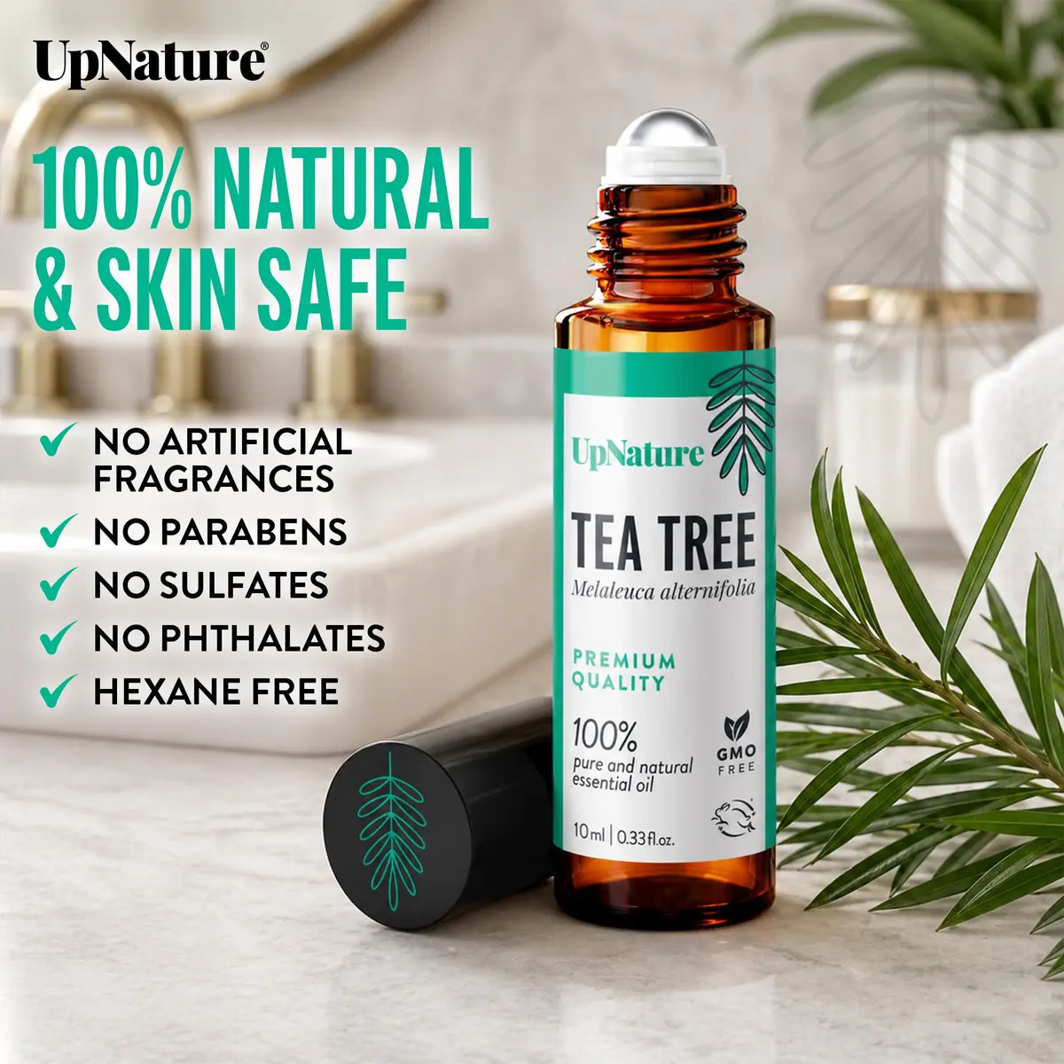 UpNature Tea Tree Oil Roll On 9.8ml (0.33 Fl Oz) | Natural Skin & Hair Care - view 3