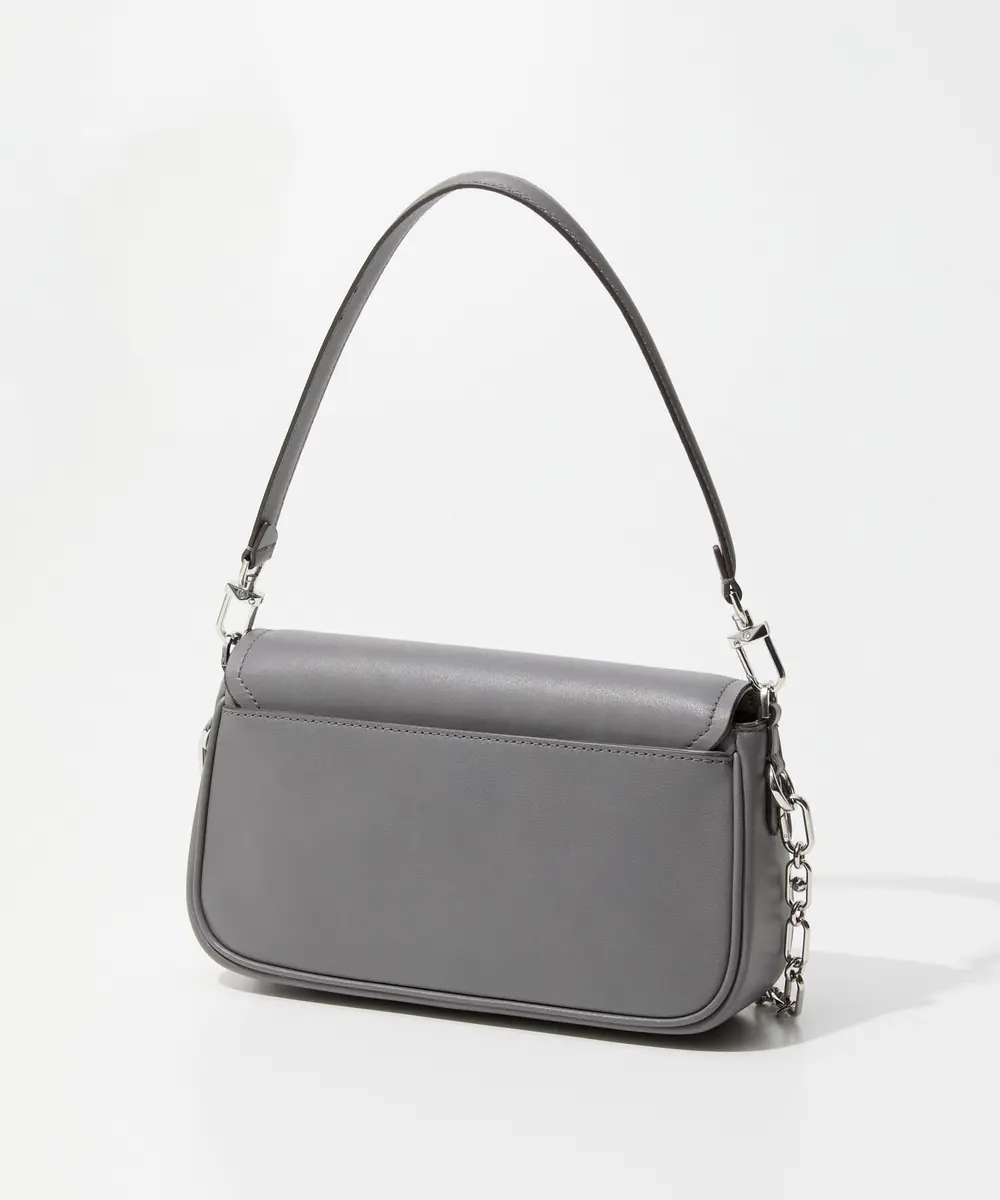 Michael Kors Shoulder Bag 30F2S7PC2L | Gray Leather Crossbody with Chain Strap - view 2