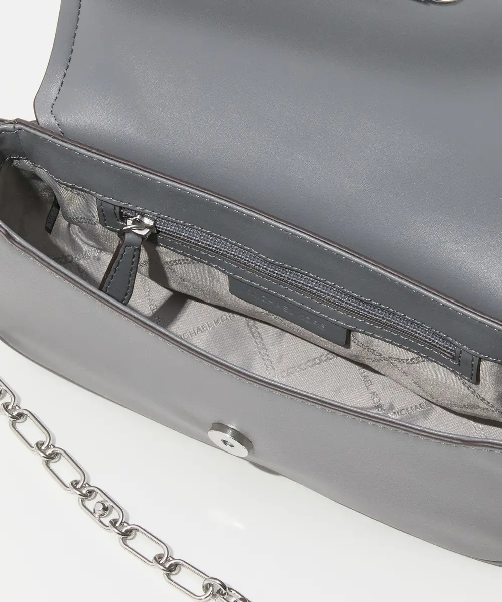 Michael Kors Shoulder Bag 30F2S7PC2L | Gray Leather Crossbody with Chain Strap - view 3