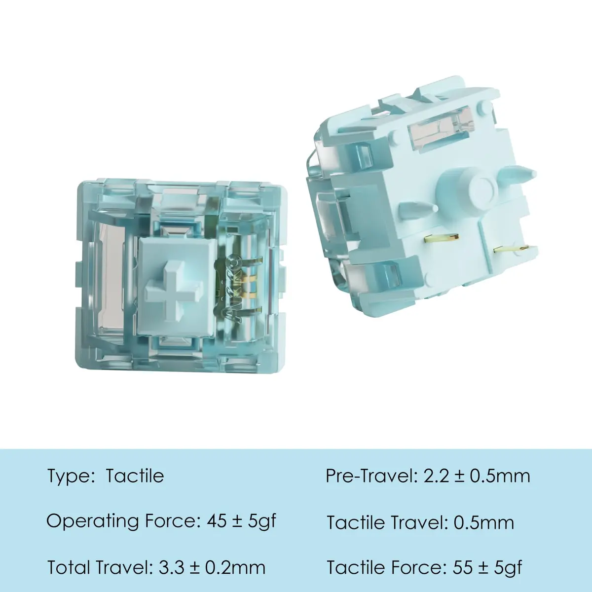 Akko V5 Creamy Blue Mechanical Keyboard Switches (45pcs) | Tactile Feel with Deep 'Thocky' Sound - view 2