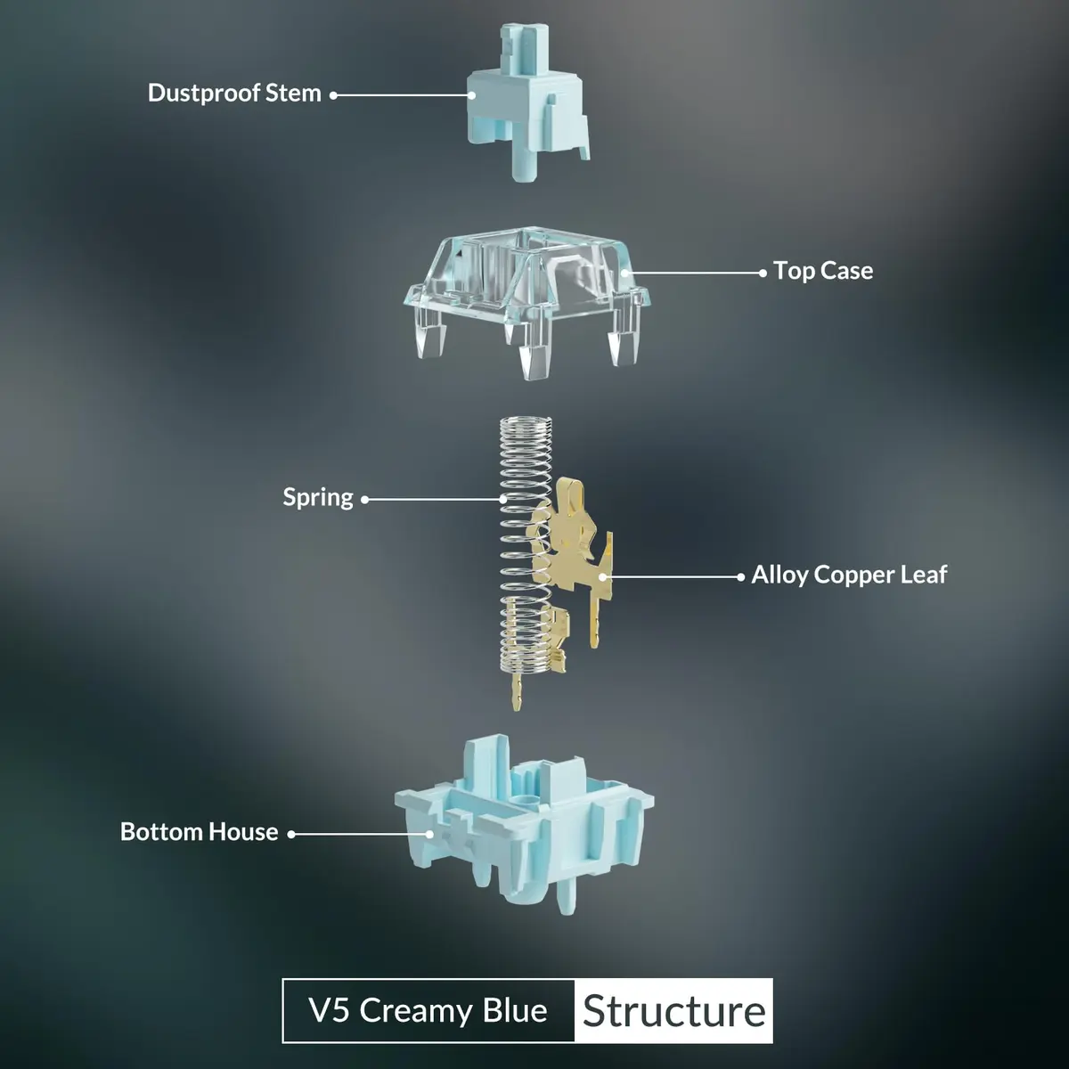 Akko V5 Creamy Blue Mechanical Keyboard Switches (45pcs) | Tactile Feel with Deep 'Thocky' Sound - view 4