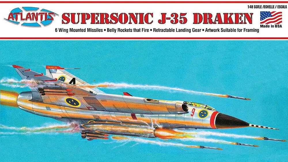Atlantis Model 1/48 Saab J-35 Draken Supersonic Fighter Plane | Plastic Model Kit for Airplane Enthusiasts - main product image
