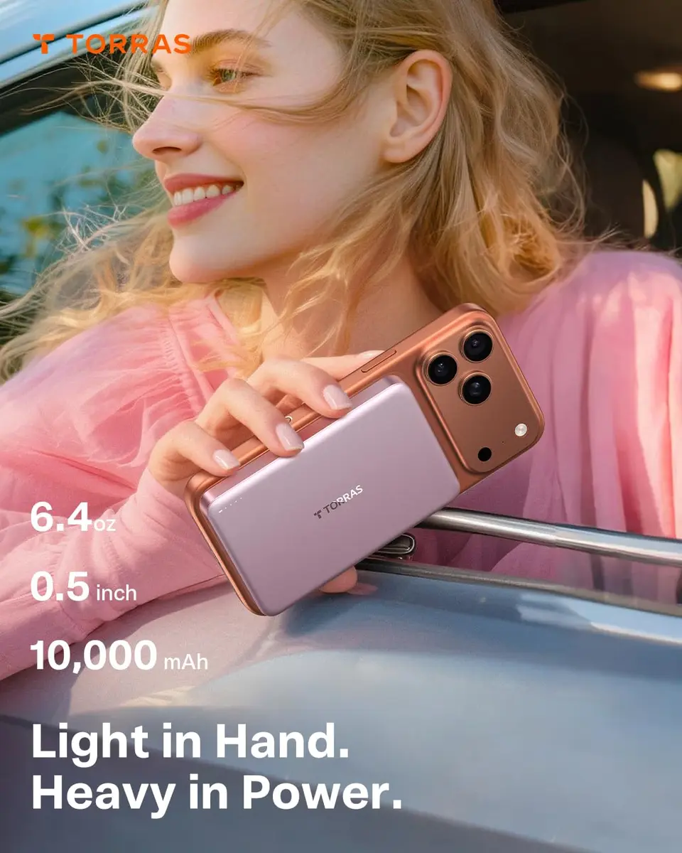 TORRAS MiniMag Power Bank 10,000mAh | Ultra-Slim Magnetic Portable Charger with Fast Wireless & Wired Charging - view 4