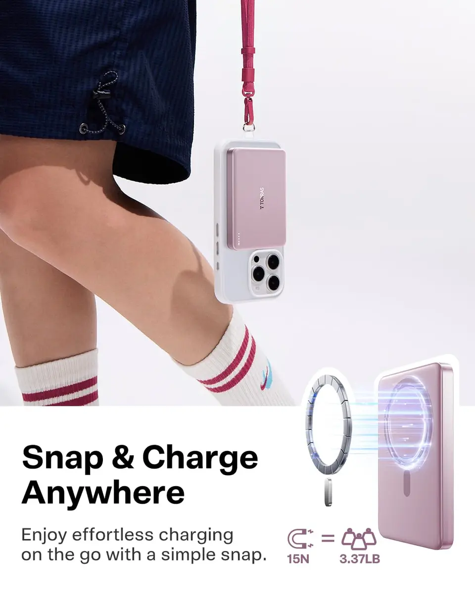 TORRAS MiniMag Power Bank 10,000mAh | Ultra-Slim Magnetic Portable Charger with Fast Wireless & Wired Charging - view 5