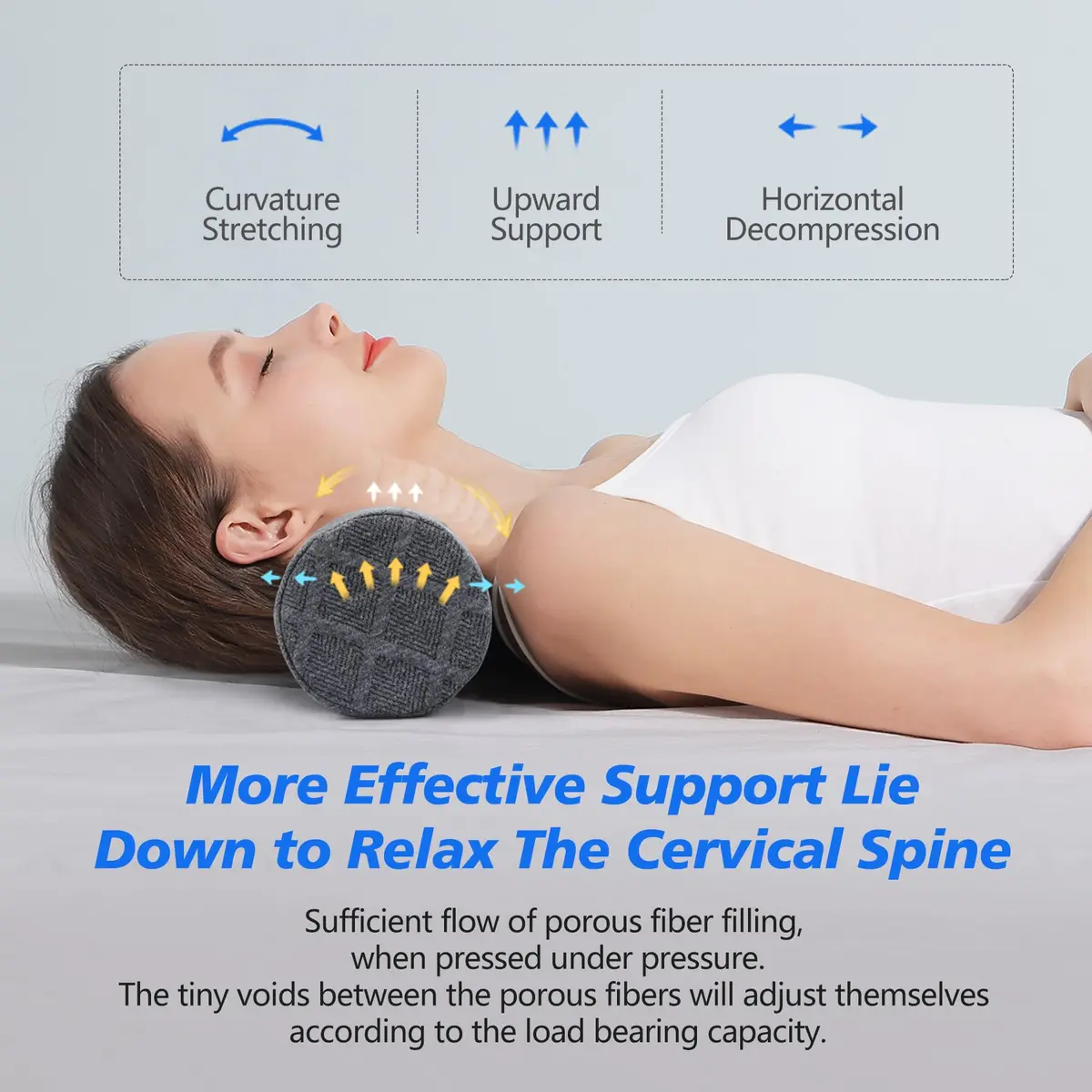 Cozyhealth Cervical Roll Pillow Medium Soft Memory Foam Neck Support for Sleeping, Bed, Yoga (Grey, 3.9"H) - view 6