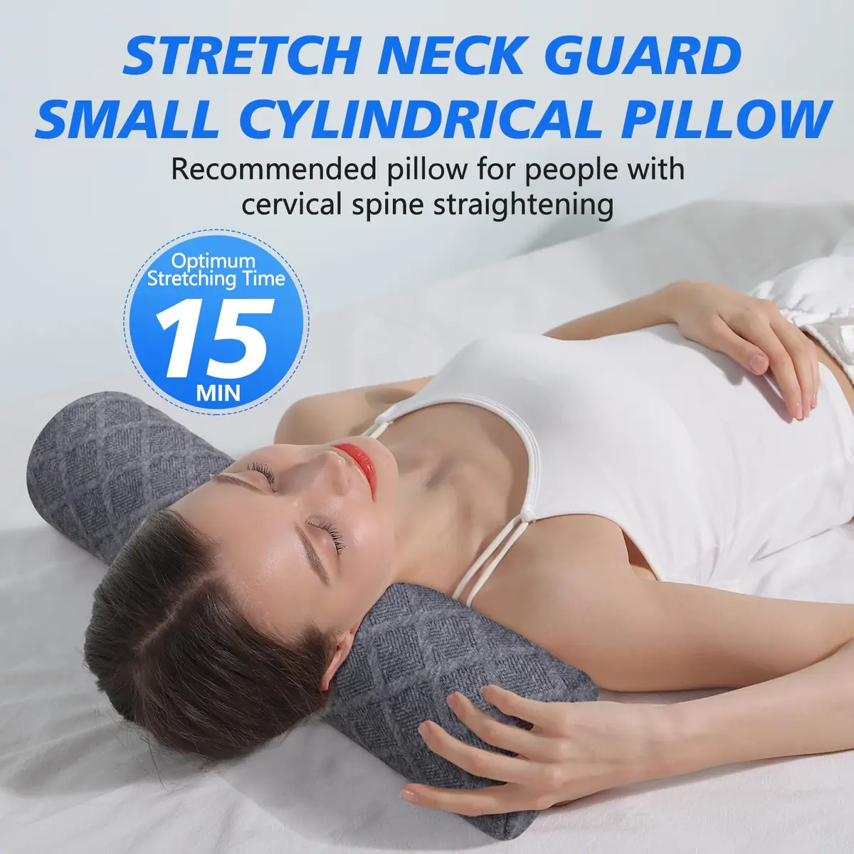 Cozyhealth Cervical Roll Pillow Medium Soft Memory Foam Neck Support for Sleeping, Bed, Yoga (Grey, 3.9"H) - view 4