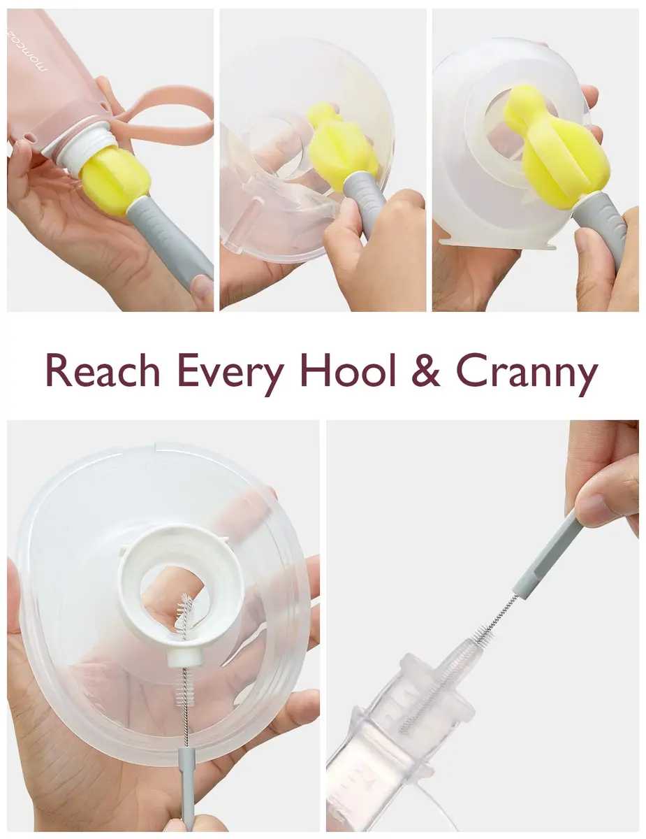 Momcozy M5 Cleaning Brush & Accessories Kit for Wearable Breast Pumps | Soft Silicone & Sponge Bristles - view 2