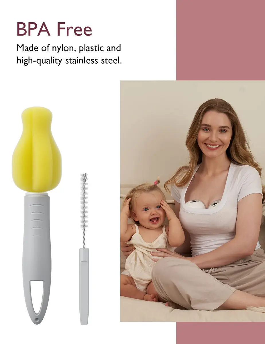 Momcozy M5 Cleaning Brush & Accessories Kit for Wearable Breast Pumps | Soft Silicone & Sponge Bristles - view 3