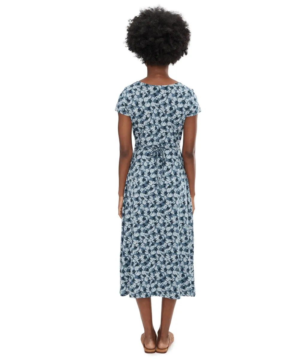 Toad&Co Rose Midi Short Sleeve Dress Pacific Blue Print | Flattering A-line, Odor Control, Adjustable Waist - view 4