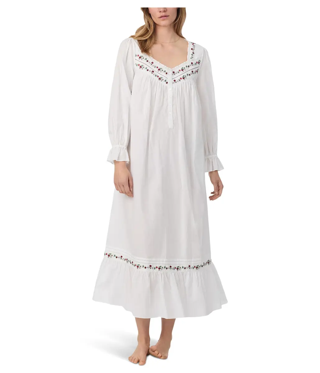 Eileen West Cotton Lawn Nightgown 50" Long Sleeve | Elegant, Breathable & Classic Fit - main product image