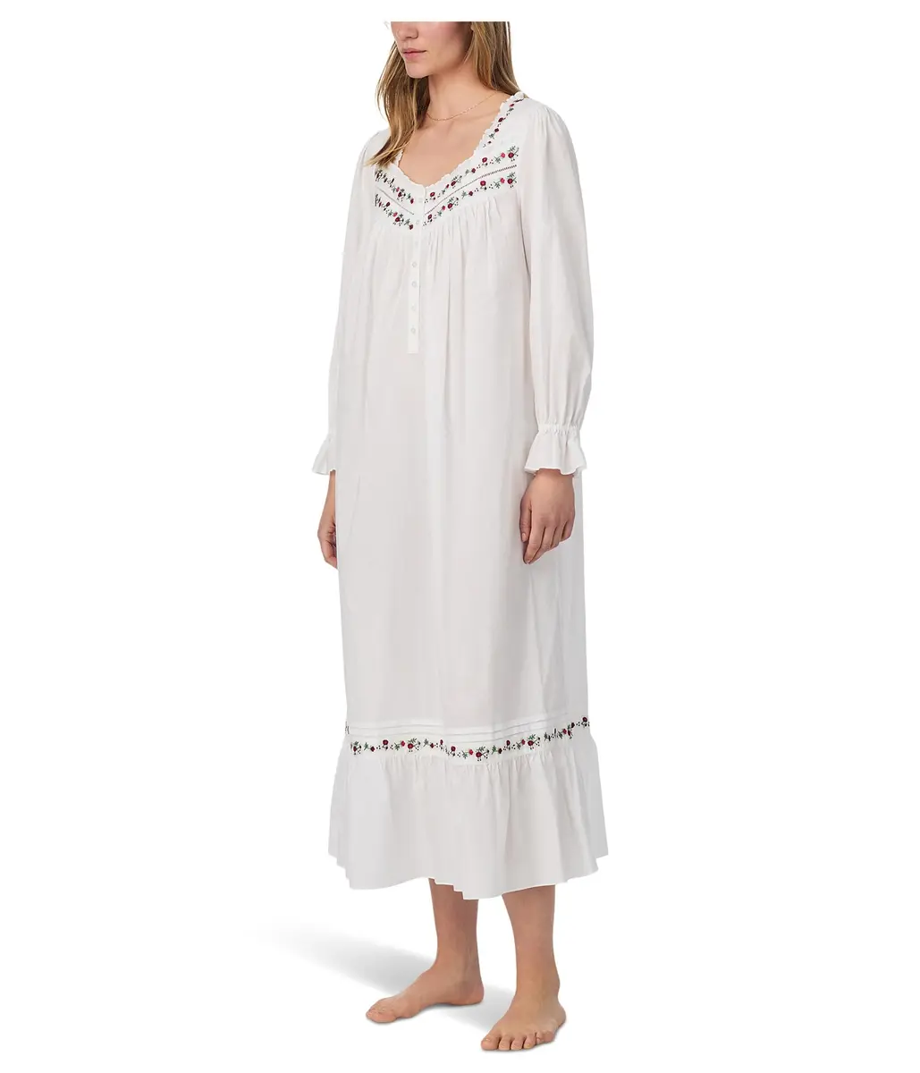 Eileen West Cotton Lawn Nightgown 50" Long Sleeve | Elegant, Breathable & Classic Fit - view 2