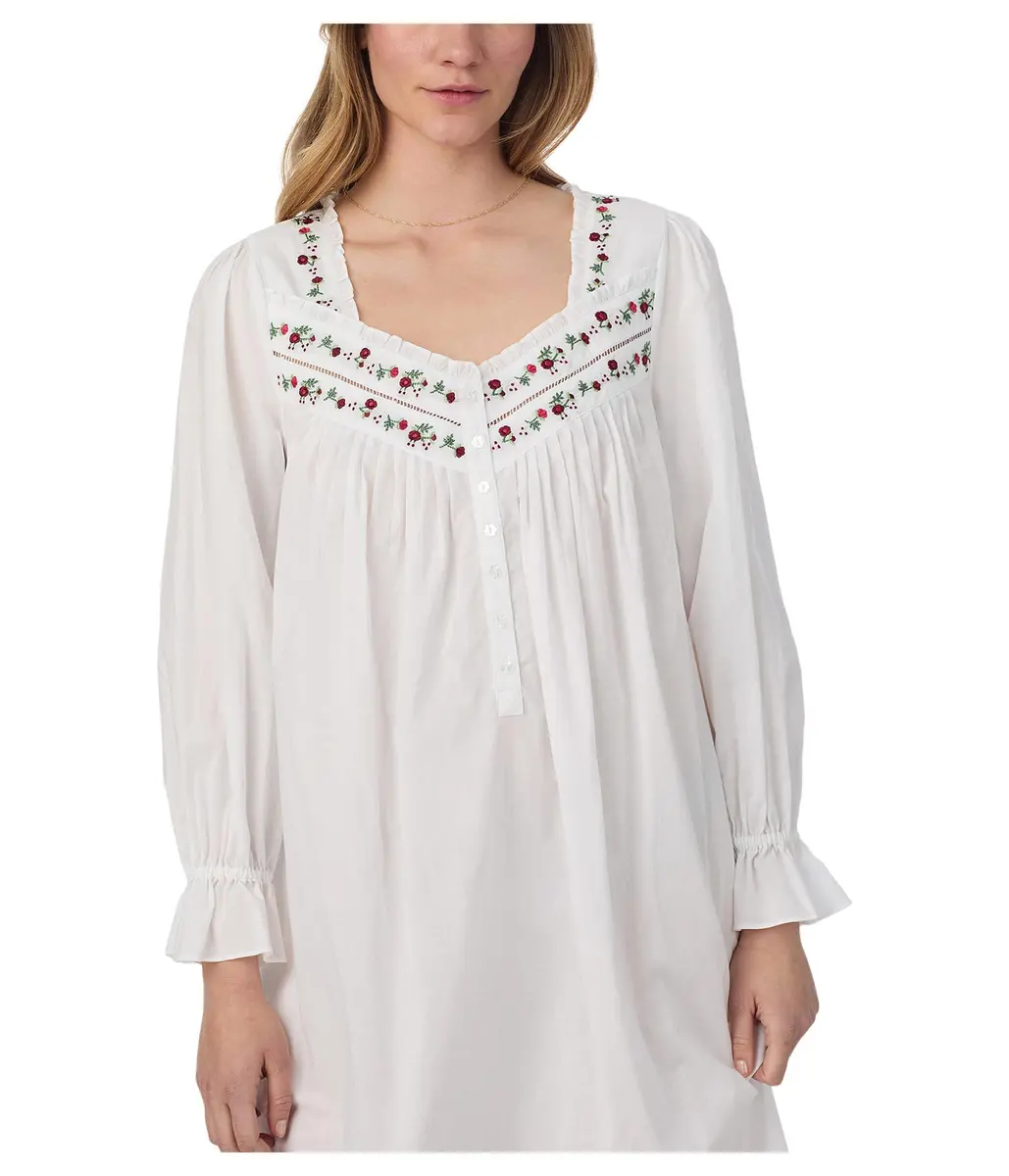 Eileen West Cotton Lawn Nightgown 50" Long Sleeve | Elegant, Breathable & Classic Fit - view 4