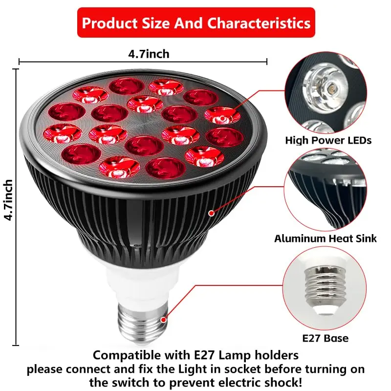 Zarbaha Red & Near Infrared Light Therapy Bulb – 18 LEDs with 660nm, 810nm, 850nm, 940nm Wavelengths – Wellness Light for Skin & Body – Aluminum Shell, E26 Socket - view 10