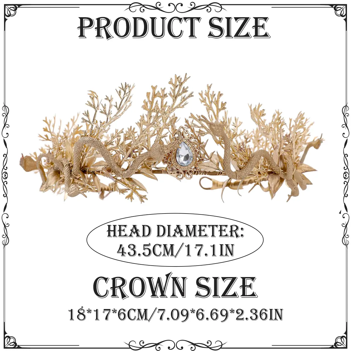 MOSTORY Gold Medusa Fairy Crown - Goddess Snake Headpiece for Women, Fantasy Costume Accessory, One Size - view 5