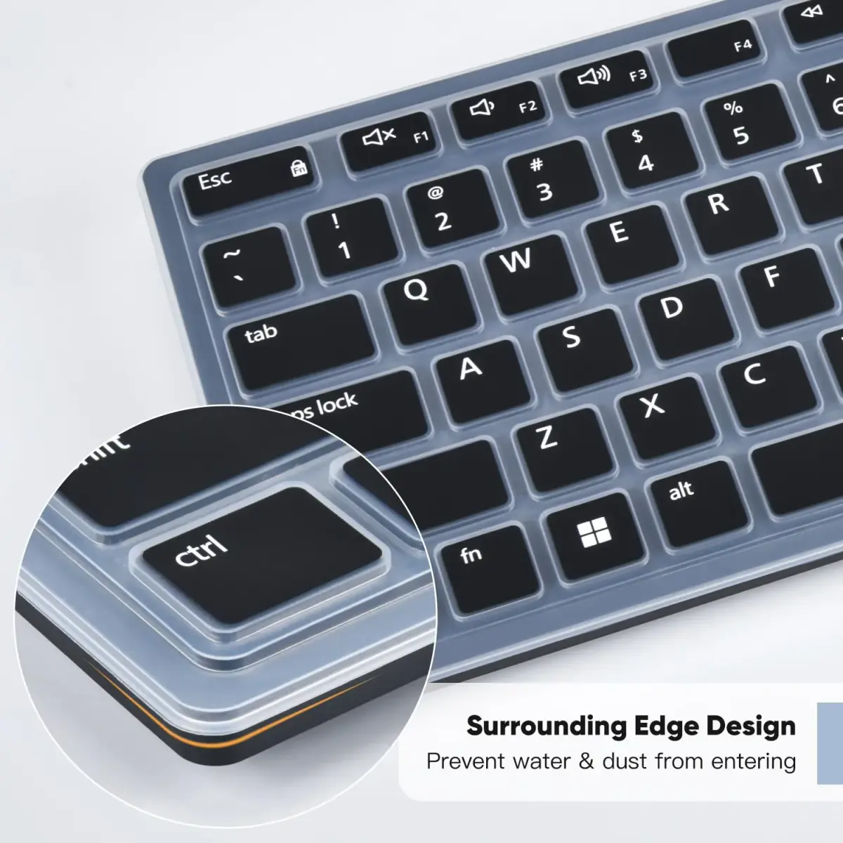 DAMMOMKO Black Silicone Keyboard Cover Skin for Dell KM5221W KM7321W KM520 KM720 - view 3