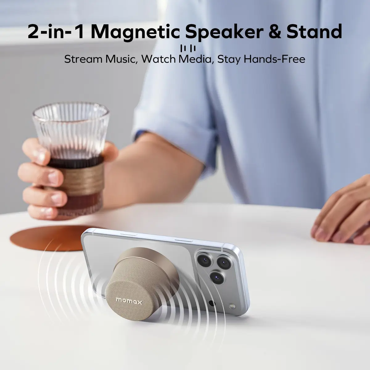 Momax Magnetic Portable Wireless Speaker 40mm | Waterproof, 12H Play, Enhanced Bass - view 7