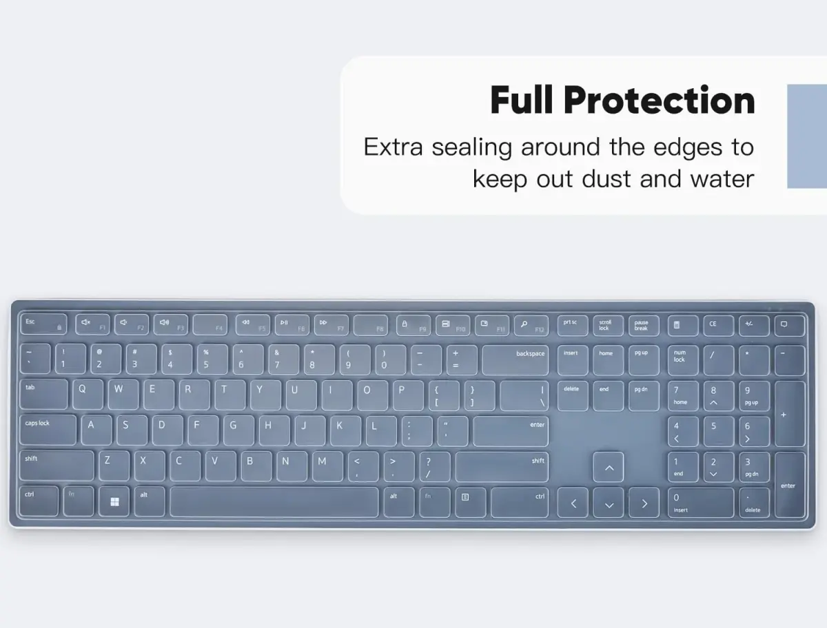 DAMMOMKO Clear Silicone Keyboard Cover Skin for Dell Pro KM5221W KM7321W KM520 KB700 KB500 Wireless Keyboards | Ultra-Thin, Waterproof, Dustproof - view 8