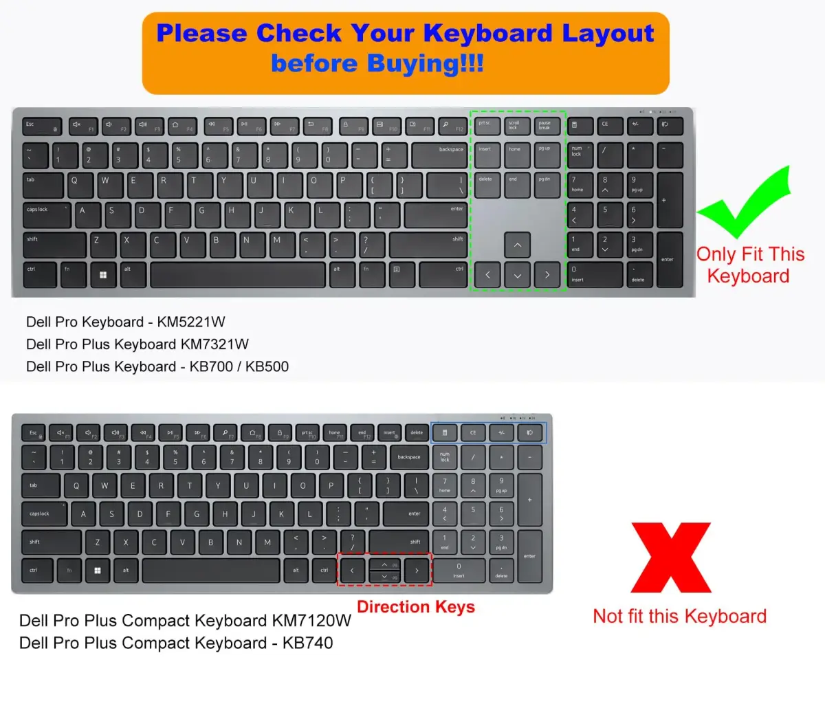 DAMMOMKO Clear Silicone Keyboard Cover Skin for Dell Pro KM5221W KM7321W KM520 KB700 KB500 Wireless Keyboards | Ultra-Thin, Waterproof, Dustproof - view 2