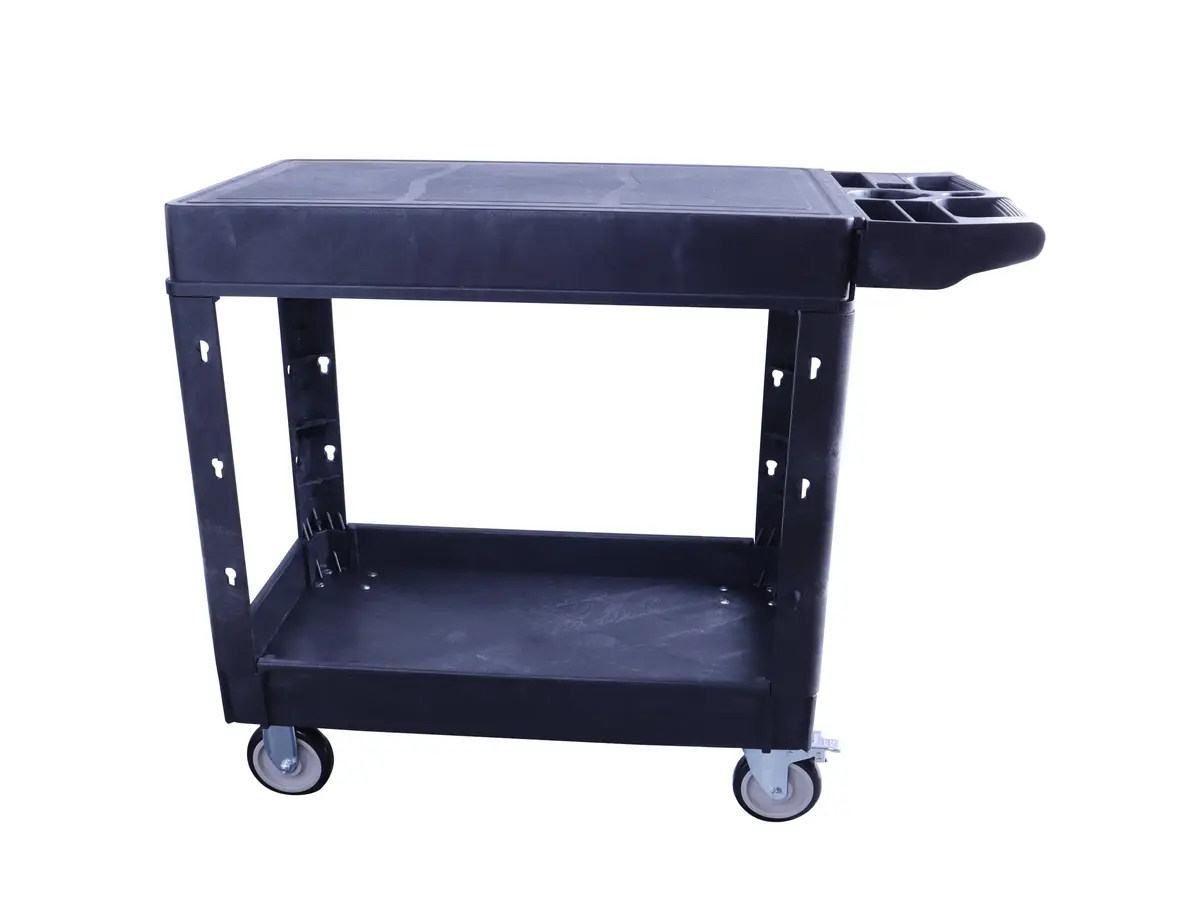 HIGOOD Heavy Duty Plastic Utility Cart 39.57 x 16.73 in | Supports 500 lbs, Flat Top, Black - view 5