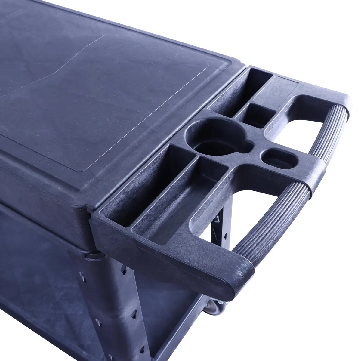 HIGOOD Heavy Duty Plastic Utility Cart 39.57 x 16.73 in | Supports 500 lbs, Flat Top, Black - view 3