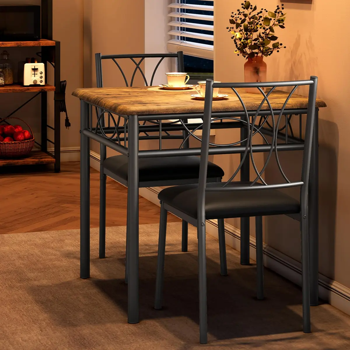 SLEKVERSA Dining Table Set for 2 | Space Saving, Sturdy MDF & Upholstered Chairs - view 4
