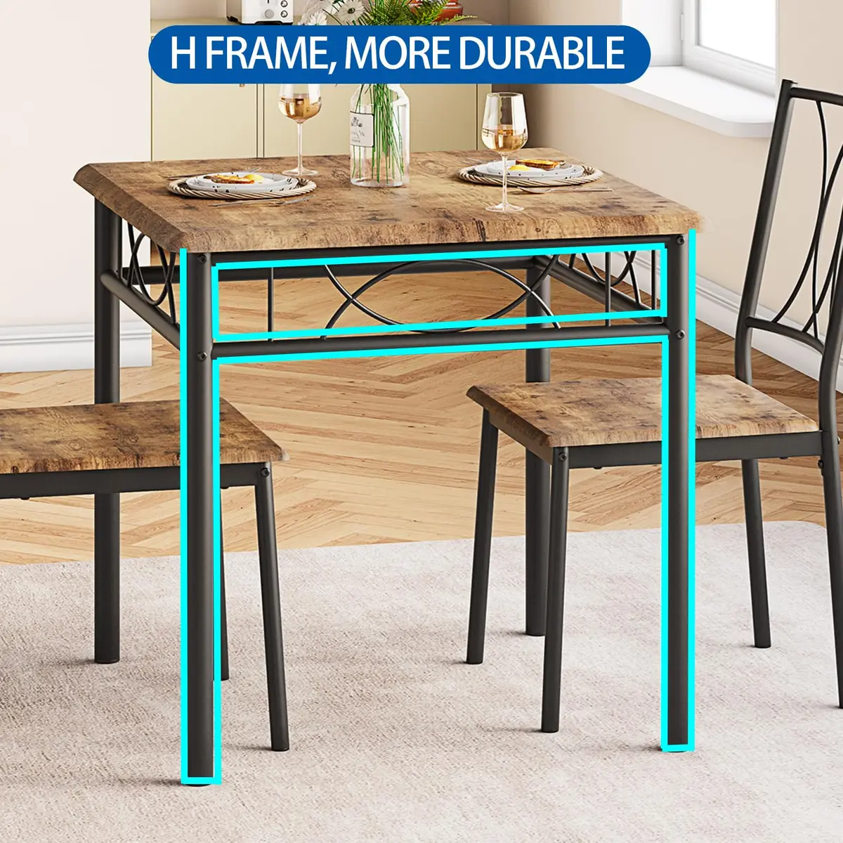 SLEKVERSA Dining Table Set for 2 | Space Saving, Wood, Retro Brown - view 5