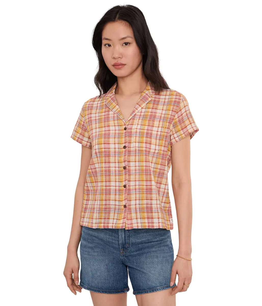 Toad&Co Womens Camp Cove Shirt Gold Pattern | Casual Organic Cotton Blouse (XS, One Size) - main product image