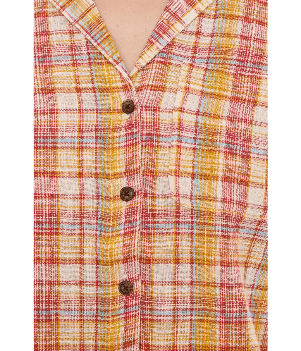 Toad&Co Womens Camp Cove Shirt Gold Pattern | Casual Organic Cotton Blouse (XS, One Size) - view 5