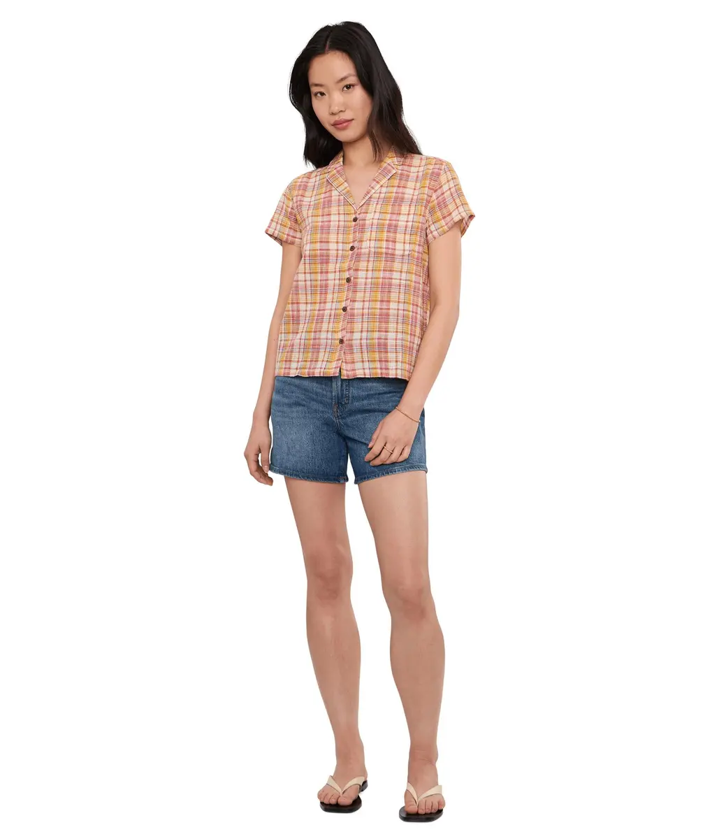 Toad&Co Womens Camp Cove Shirt Gold Pattern | Casual Organic Cotton Blouse (XS, One Size) - view 2
